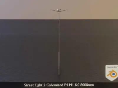 Street Light 2 Galvanized F4 M1 K0 8000mm Low-poly 3D model