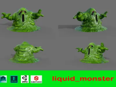 Liquid monster Low-poly 3D model