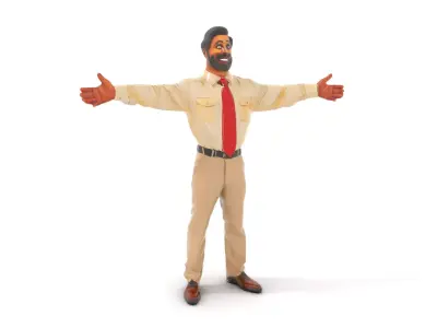 Business Professional Model Pack with Red Tie and Beige Outfit Low-poly 3D model