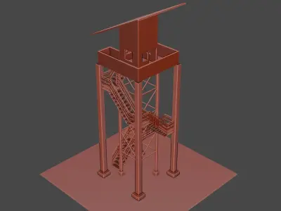 Defence Tower  lowpoly 3D Low-poly 3D model
