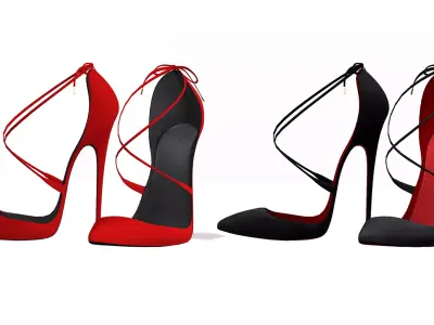 Cross Strappy Pointed Toe Stilettos Low-poly 3D model