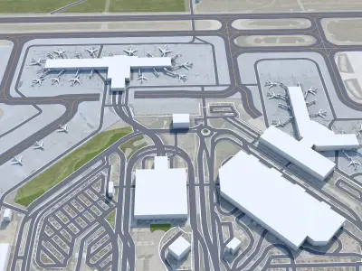 Sacramento International Airport 10km Low-poly 3D model