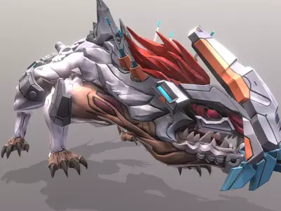 CYBORG LIZARD Head Bull Attack Fbx Png 3D model
