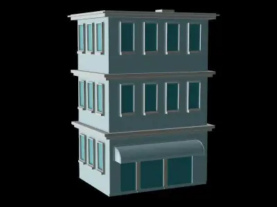 Stylized Building 1 - Mobile Game Asset Free low-poly 3D model