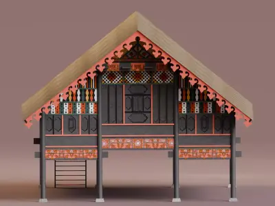 Traditional Houses - Rumah Krong Bade Low-poly 3D model