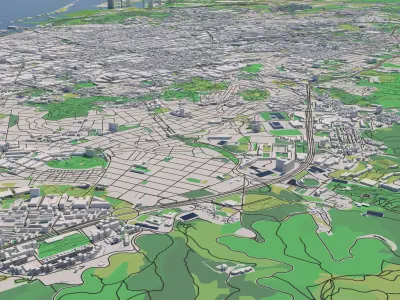 Barcelona Spain 25x25km 3D City Map 3D model