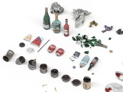  Big collection of garbage  3D Model Pack