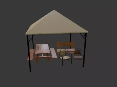 OUTDOOR FURNITURE PACK Low-poly 3D model