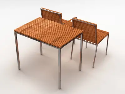 Garden Furniture Table Set 002 3D model
