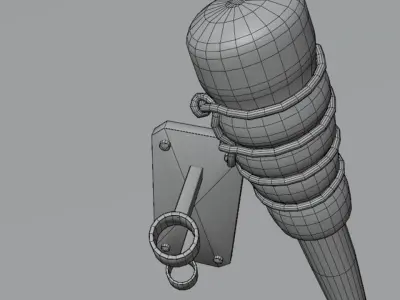 Medieval torch for game Low-poly 3D model