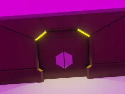 Sci Fi Door - Rigged Animation 3D Model Low-poly 3D model