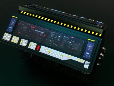 Sci Fi Computer Terminal Command Bridge Low-poly 3D model
