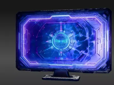 Futuristic Holographic Monitor 3D Model Sci-Fi Game-Ready  Low-poly 3D model