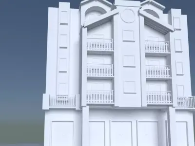 modern apartment building 3D print model