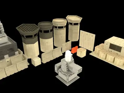 military assets Low-poly 3D model