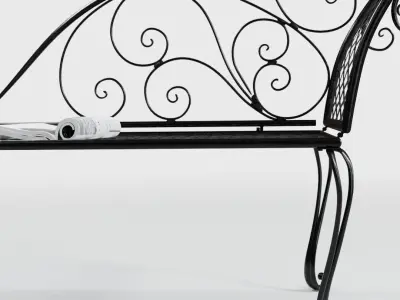 Exterior Metal Garden Bench  Low-poly 3D model