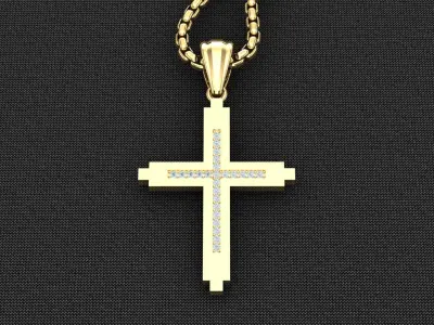 High Cross Pendant Light Gold 18K 3CP091 3D model
