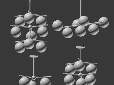 Westelm Sphere Stem Chandelier Set 3D model