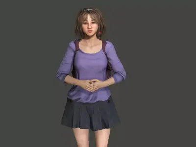 AAA REALISTIC FEMALE 3D CHARACTER BLONDE TEENAGE STUDENT Low-poly 3D model