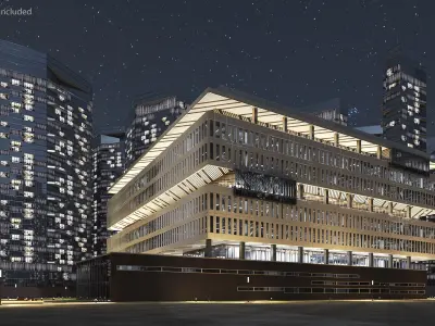  Modern Office Building Night Glow 