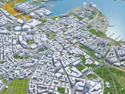 Oslo Downtown Norway Low-poly 3D model