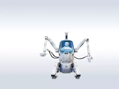 Futuristic Sci-Fi Robot Vehicle with Pilot 58 3D model