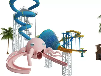 Amusement park Low-poly 3D model