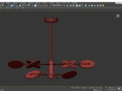 Black and Gold Sputnik Postmodern LED Acrylic Suspension Light Low-poly 3D model