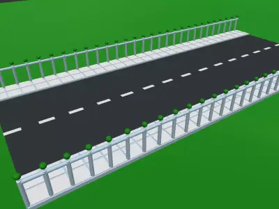 Low Poly 3D Road  Low-poly 3D model