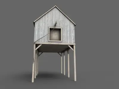 Suspended Barn Low-poly 3D model