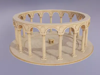 Greek columns ancient ruins tholos Low-poly 3D model