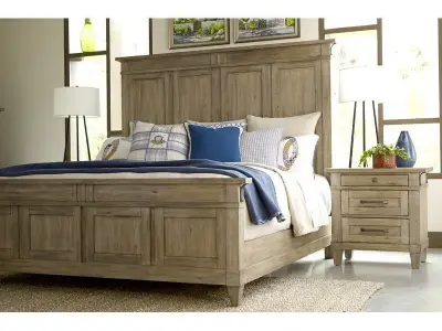 Light Brown Ariel Solid Wood Platform Bed 3D model