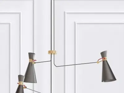Simone pendant light with three lamps hanging from it 3D model
