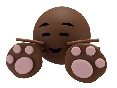 Cat Smiling Face With Cat Paw Emoji v1 004 Low-poly 3D model