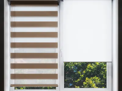 Animated roller blinds with automatic width adjustment 3D model