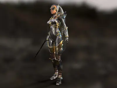 Sci-Fi Girl Ponytail Low-poly 3D model