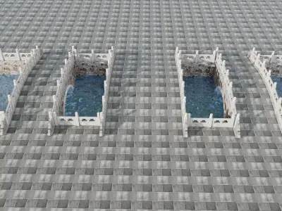 Japan Stone Arch Bridge Pack 3D model