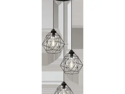 Chandelier VITALUCE Tara black trio 3xE27 max 40W 3D model