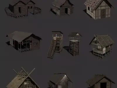 Generic Viking Orc House Pack Low Poly Models Low-poly 3D model