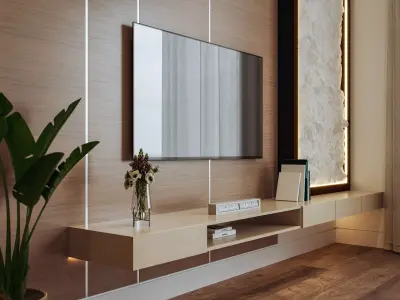 Modern Minimalist Bedroom Interior Set 3D model