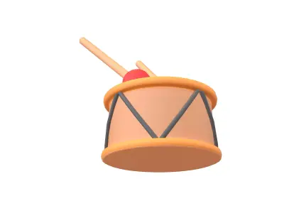 Cartoon Drum v1 002 Low-poly 3D model