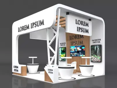 Exhibition Stand Booth Stall 6x6m Height 500cm 3 Side Open 3D model