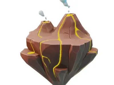 stylized Floating Islands  volcano  Low-poly 3D model Low-poly 3D model