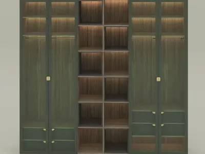 Modern Wardrobe with Glass Doors 3D Model Low-poly 3D model