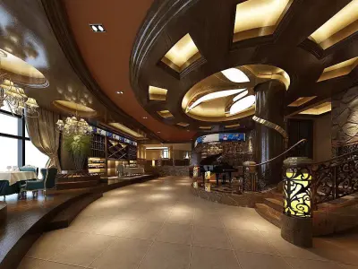 Business Restaurant - Coffee - Banquet  200 3D model