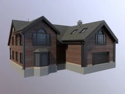 Modern Suburban House 4 Low-poly 3D model