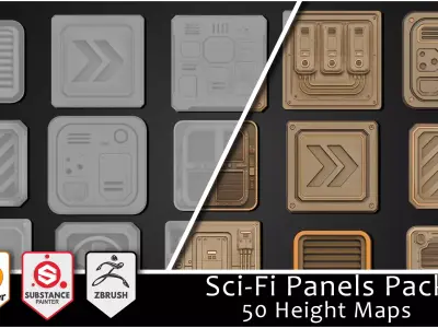 3DT Sci-Fi Decal and Stamp Pack Low-poly 3D model