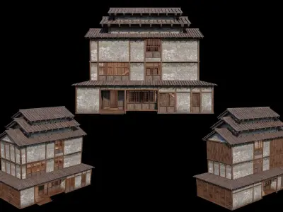 Medieval  Japanese Houses  - 4K Textures Game Ready Low-poly 3D model order