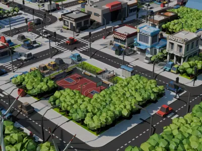 Low-poly city Low-poly 3D model