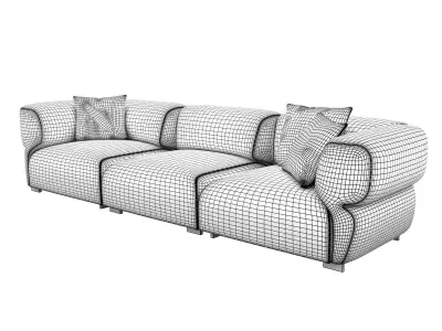 Butterfly sectional sofa pillows 3D model
